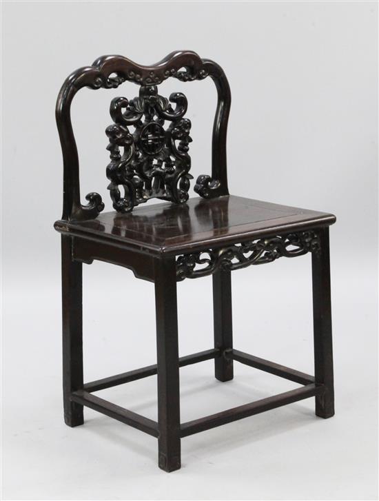 A Chinese hardwood chair, H.2ft 11in.
